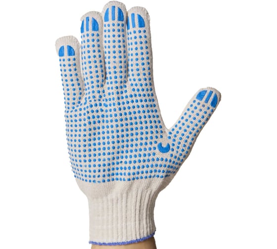 Перчатки трикотажные ООО "ТК "НИЖТЕКСТИЛЬ" 10 класс, 4 нити, ПВХ точка, белые, 500 пар  П 08