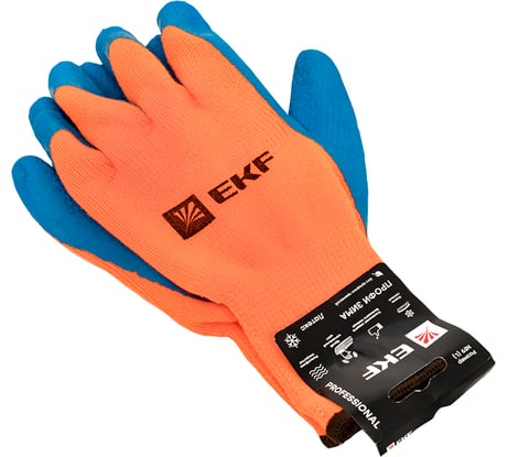 Рабочие утепленные перчатки EKF ПРОФИ ЗИМА с рельефным латексным покрытием утепленные, 10 класс, 9 размер pe10lt-9-pro