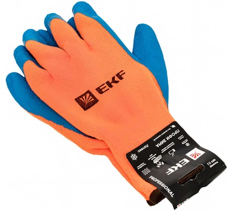 Рабочие утепленные перчатки EKF ПРОФИ ЗИМА с рельефным латексным покрытием, 10 класс, 10 размер pe10lt-10-pro