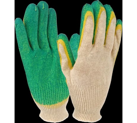 Перчатки FORT х/б, двойной облив, зеленый, 10 пар 00-50146543