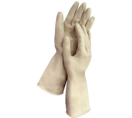 Перчатки многоразовые латексные сверхпрочные бежевые LAIMA, размер M, 96 г 700547