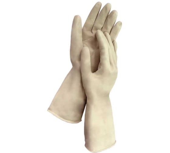 Перчатки многоразовые латексные сверхпрочные бежевые LAIMA, размер M, 96 г 700547 1