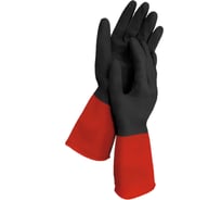 Перчатки многоразовые латексные LAIMA БИКОЛОР черно-красные х/б напыление рL большой, 60г, 700539