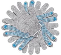 Перчатки трикотажные СИБРТЕХ х/б, 200 пар, ПВХ точка, 4 нити, 10 класс 68213