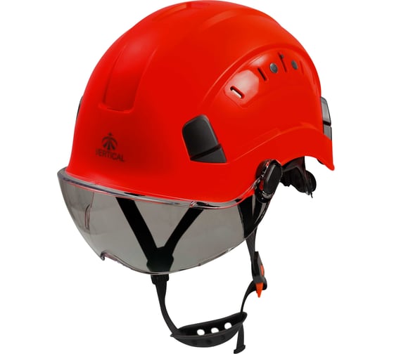Комплект: каска защитная и затемнённый визор красный для промышленной безопасности Vertical Zenon 00-00001434