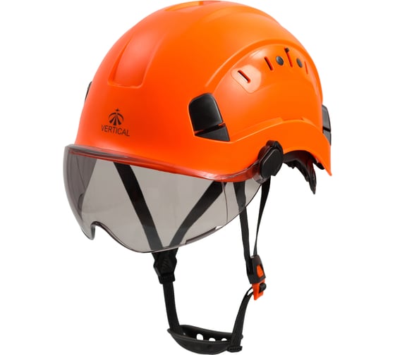 Комплект: каска защитная и затемнённый визор оранжевый для промышленной безопасности Vertical Zenon 00-00001436