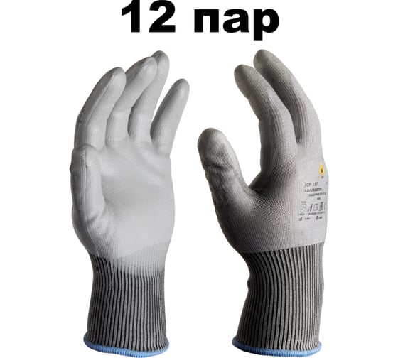 Сверпрочные перчатки от порезов Jeta Safety из полиэтилена с полиуретановым покрытием, размер 7/S, 12 пар JCP-151-pack-S