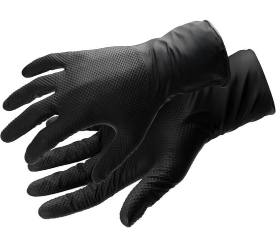 Одноразовые перчатки HOEGERT TECHNIK WUSSOW нитриловые с алмазной текстурой черные (100 шт в упаковке) S HT5K774-S