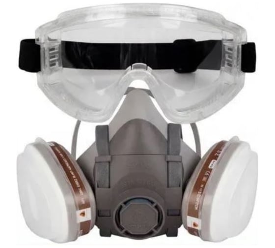 Комплект защиты от химии с угольными фильтрами Jeta Safety J-SET5500 и защитные очки, размер L J-SET5500-2201-L