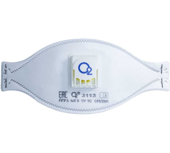 Респиратор трехпанельный О2 3113 FFP3 NRD с клапаном выдоха, 10 шт. в упаковке 3113-10