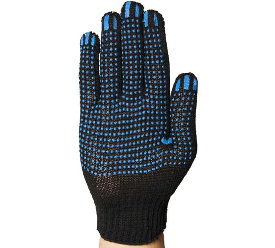Перчатки трикотажные ООО "ТК "НИЖТЕКСТИЛЬ" 7,5 кл 5-нитка ПВХ точка, чёрный 250 пар П 12