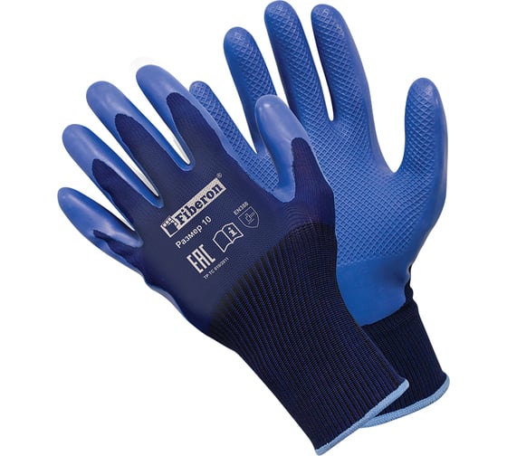 Перчатки Fiberon Повышенная защита полиэстер, штампованное латексное покрытие, в и/у, 10(XL), 143652