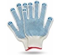 Перчатки рабочие ВОЛГА ПОЛИМЕР, ХБ+ПВХ, 10 класс, 5 нитей, 100 пар Т1732мп100