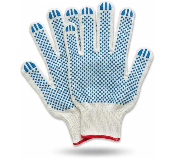 Перчатки рабочие ВОЛГА ПОЛИМЕР, ХБ+ПВХ, 10 класс, 4 нити, 500 пар Т1740мп500