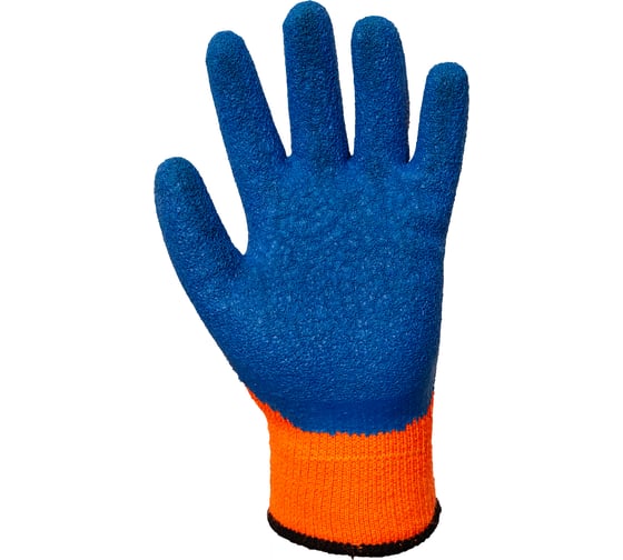 Перчатки акриловые РосМарка 7G с рельефным латексным покрытием, оранжевый/синий, 120 г/м², 1/240 (12 шт), Р6100