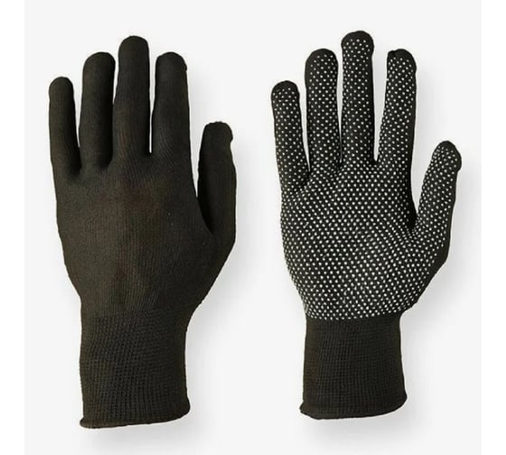 Перчатки нейлоновые РосМарка с ПВХ покрытием точка, черные, 1/600 (12 шт) Р4109
