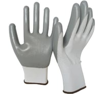 Перчатки нейлоновые РосМарка с нитриловым покрытием, белый/серый, 1/600 (12 шт) Р4110