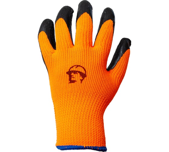 Перчатки хб/пэ РосМарка 10G с рельефным латексным покрытием, оранжевый/черный, 65 г/м², 12 шт Р6104