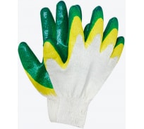Рабочие перчатки ВОЛГА ПОЛИМЕР, латексный облив, зеленый, 10 пар Т1735