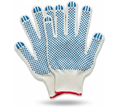 Рабочие перчатки ВОЛГА ПОЛИМЕР ХБ+ПВХ, 10 класс, 4 нити, 10 пар Т1740