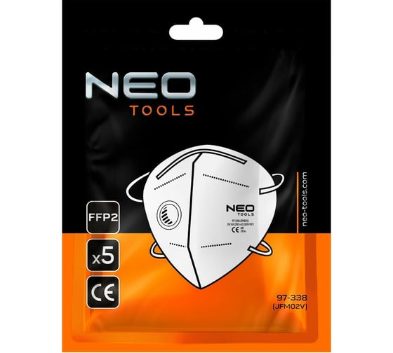 Противопылевая полумаска NEO Tools FFP2 с клапаном, 5 шт. 97-338