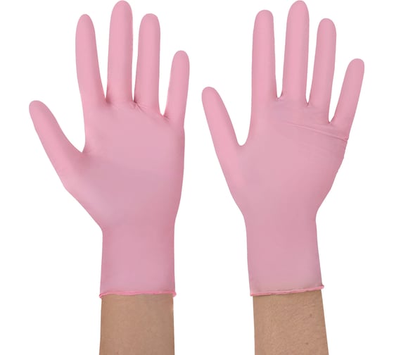 Перчатки нитриловые смотровые SFM Supersoft PINK DE 100 пар (200 шт) р-р M (средний) розовые 631518
