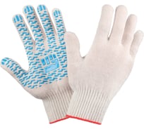 Рабочие перчатки Фабрика перчаток, средние, х/б с ПВХ, 10 класс, 4 нити, белые, р.M 4-10-СР-БЕЛ-(M)