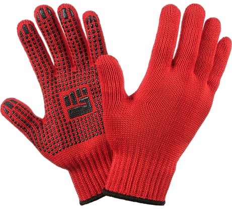 Трикотажные перчатки Фабрика перчаток, 2-слойные, с ПВХ, 7.5 класс, 6 нитей, красные, р.ХL/10 6-75-2С-КР-(XL)