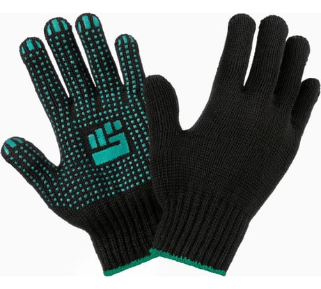 Трикотажные перчатки Фабрика перчаток, стандарт, с ПВХ, 7.5 класс, 5 нитей, черные, р.М 5-75-СТ-ЧЕР-(M)