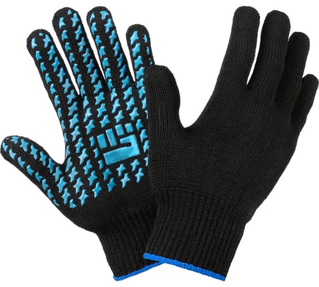 Плотные трикотажные перчатки Фабрика перчаток, с ПВХ, 7.5 класс, 6 нитей, черные, р.XL 6-75-ПЛ-ЧЕР-(XL)