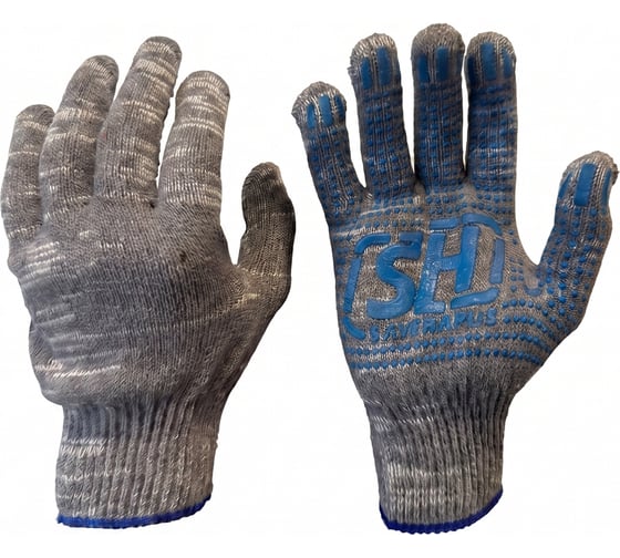 Перчатки SaveHands 108, 250 пар ХБ с ПВХ, 10кл 5 нитей, серая 101108