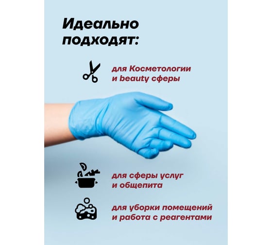 Нитриловые перчатки Фабрика перчаток Wally Plastic, голубые, р.S, 50 пар Перч-нитр-WallyPl-S