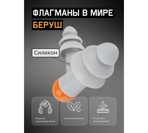 Противошумные многоразовые силиконовые беруши Jeta Safety Sonido 33Дб, в чехле JEM30