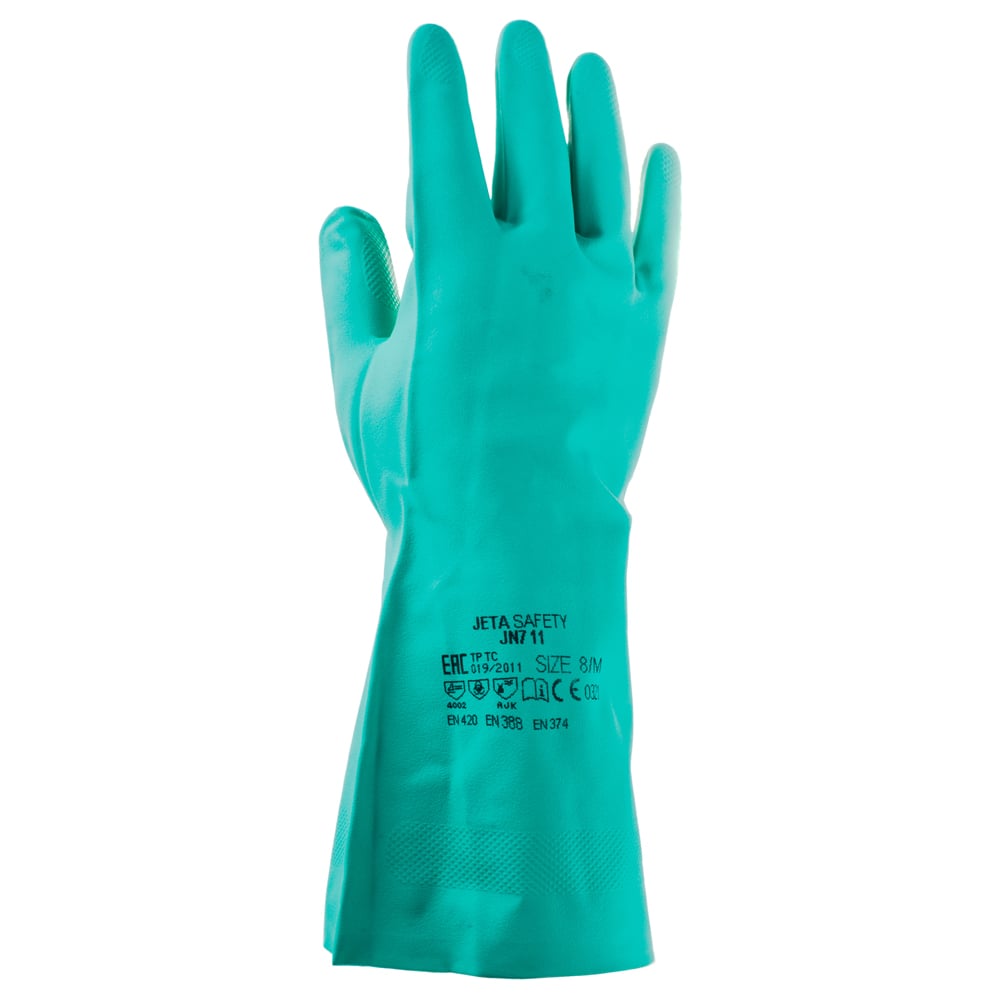 Химические нитриловые перчатки Jeta Safety зеленые JN711-S - выгодная ...
