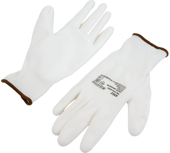 Перчатки полиэстеровые S. GLOVES KREZ с полиуретановым покрытием, размер 8, 12 пар 31613X-12-08