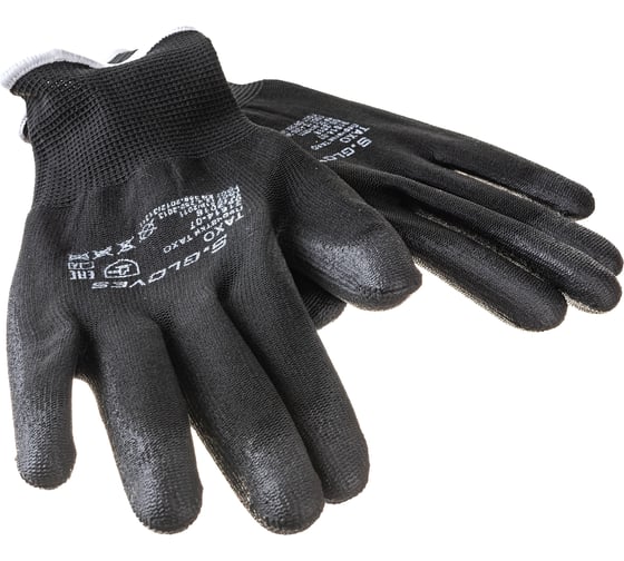 Перчатки полиэстеровые S. GLOVES TAXO с полиуретановым покрытием, размер 7, 12 пар 31614X-12-07