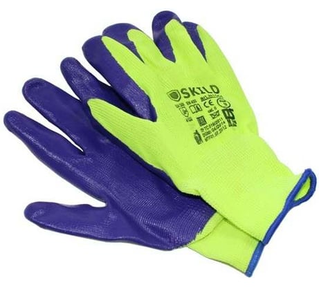 Перчатки с нитриловым обливом Русский Мастер, фиолетовый/серый, качество А, р.XL/10, 2 шт. РМ-92918