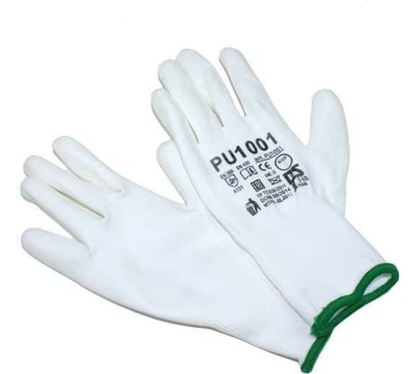 Перчатки с полиуретановым обливом Русский Мастер, белые/черные/серые, р.XL/10, 2 шт. РМ-70754