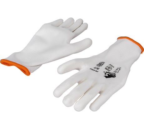 Перчатки с полиуретановым обливом Русский Мастер, белые/черные, р.S/7, РМ-92932