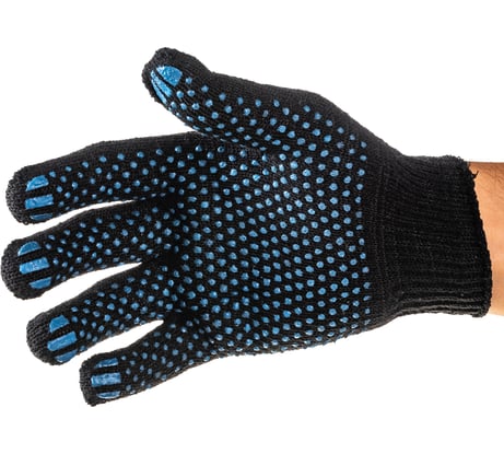 Трикотажные перчатки ULTIMA с ПВХ точкой, 10 класс, 5-ти нитка, черный, (1 мешок - 200 пар/мин упак - 10 па GL010422УП