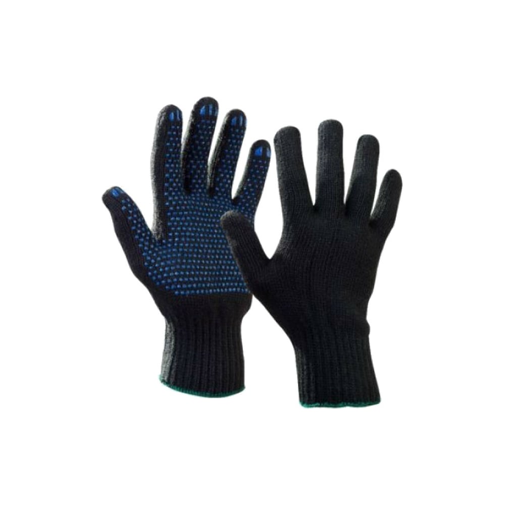 Трикотажные перчатки ООО ГУП Бисер, с ПВХ, 10 класс, черный .