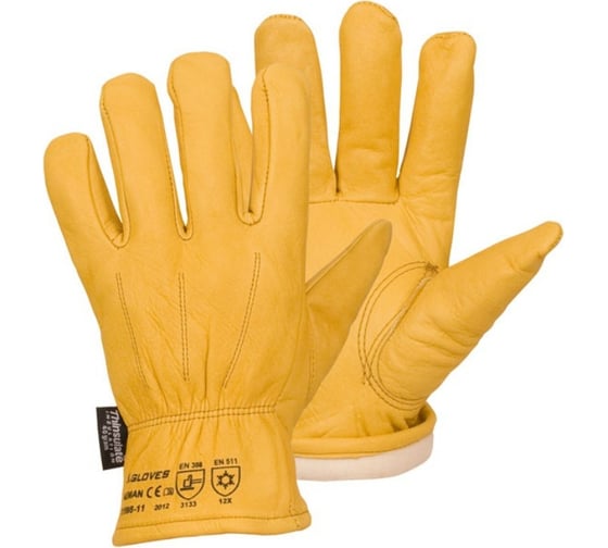 Утепленные кожаные перчатки из лицевой кожи S. GLOVES NEMAN размер 11 31998-11