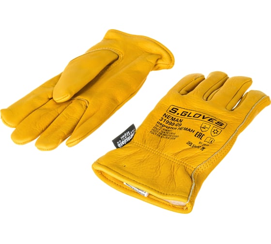 Утепленные кожаные перчатки из лицевой кожи S. GLOVES NEMAN размер 09 31998-09