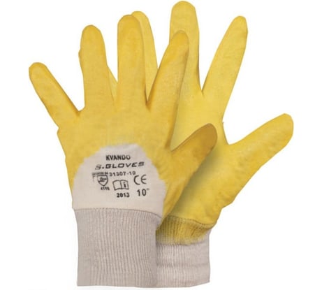 Перчатки с нитриловым покрытием S. GLOVES KVANDO ECO желтые, размер 9 31307-09