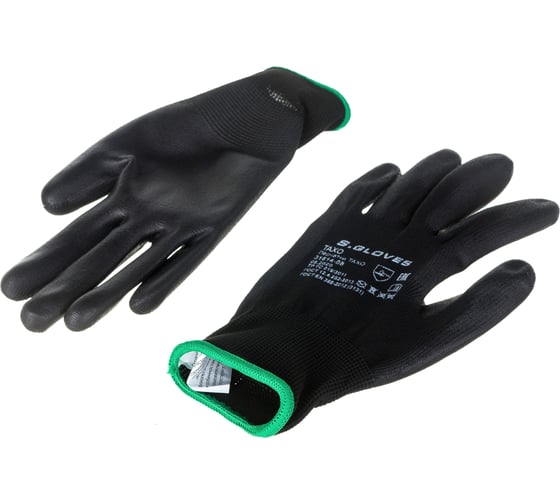 Нейлоновые перчатки с полиуретановым покрытием S. GLOVES TAXO черные, размер 08 31614-08