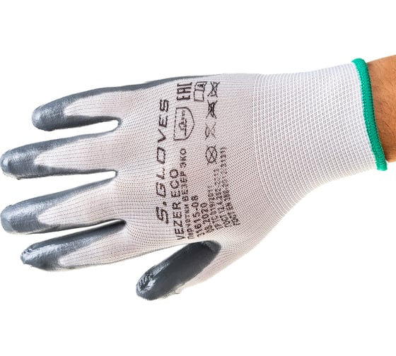 Нейлоновые перчатки с нитриловым покрытием S. GLOVES VEZER ECO размер 08 31615-08
