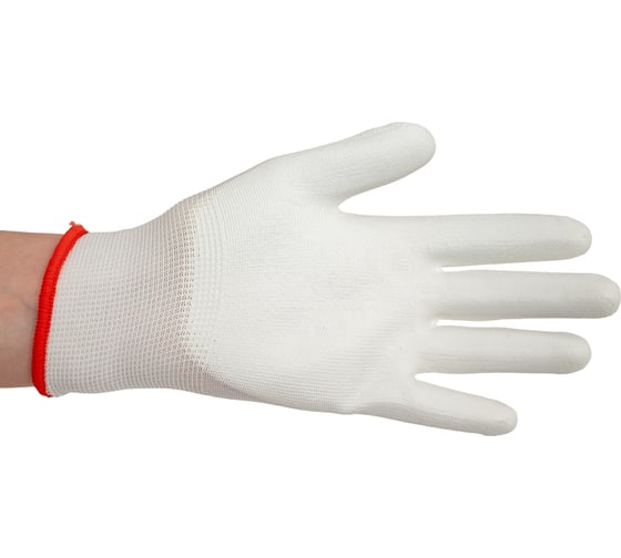 Нейлоновые перчатки с полиуретановым покрытием S. GLOVES KREZ белые, размер 06 31613-06