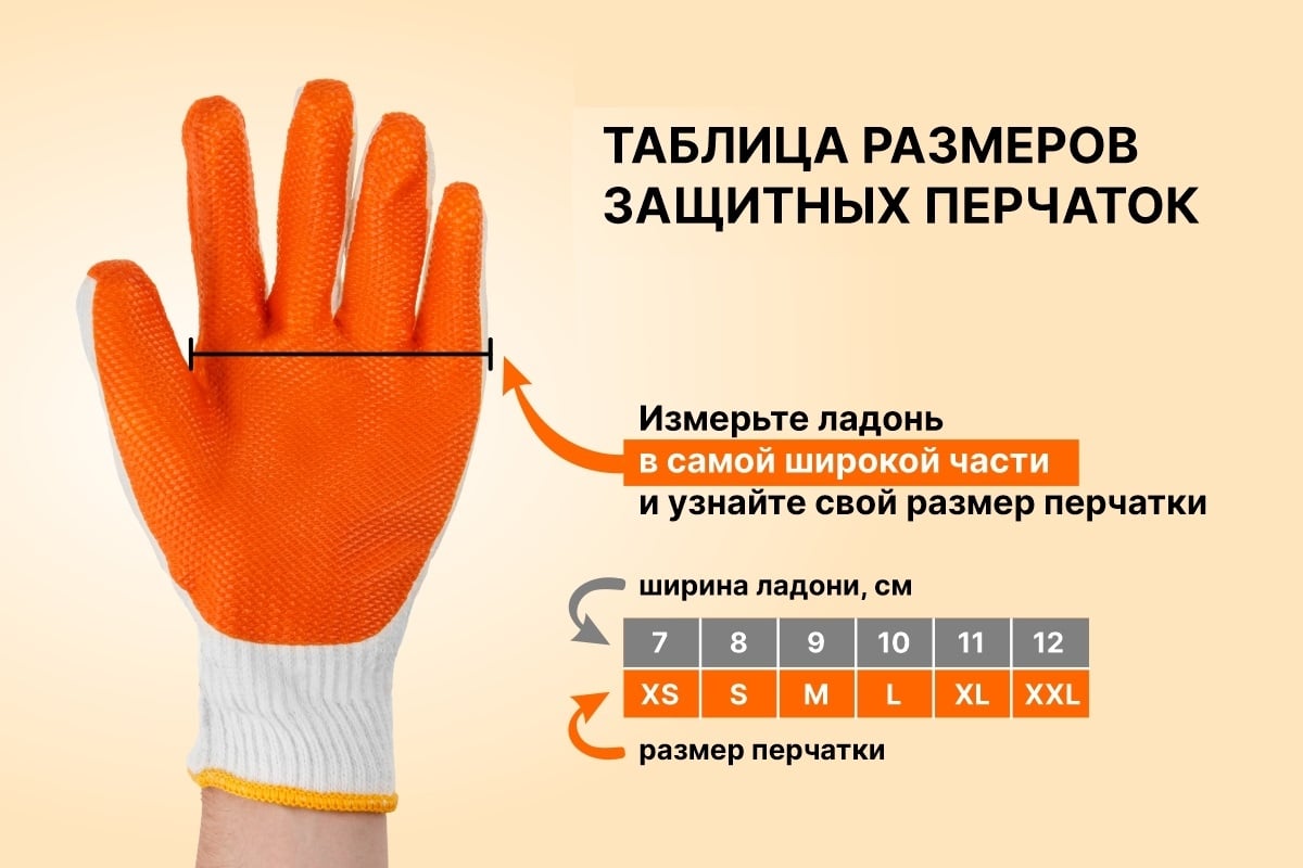 Хлопчатобумажные перчатки с латексным покрытием STARTUL размер 9 ST7196 ...