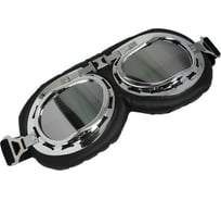 Очки для езды на мототехнике СИМАЛЕНД ретро, стекло хром, черные 4295599