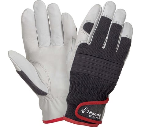 Перчатки 2Hands 3D-спандекс с мягкой овечьей кожей, трикотаж, манжет на велкро 0770 - 10,5